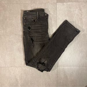 American Eagle Slim Fit Black Distressed Jeans